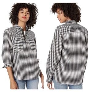 J Crew Mercantile Shirt Women Medium Black White Gingham Shirt Jacket‎ Shacket